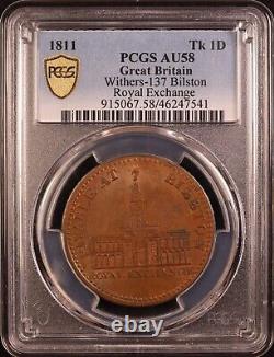 1811 Great Britain Royal Exchange Bilston One Penny Token -PCGS AU58 Top POP