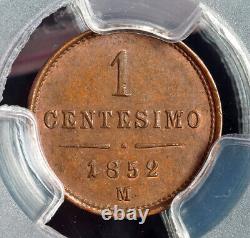 1852-M, Lombardy-Venetia, Francis Joseph I. Cu 1 Centesimo. Top Pop! PCGS MS-64