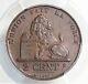 1861, Belgium, Leopold I. Copper 2 Centimes Coin. Top Pop 1/0! Pcgs Ms-62 Bn