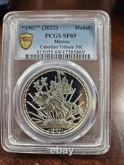 1907 50c Caballito Mexico Silver Medal 1 oz Silver PCGS MS 69 TOP POP