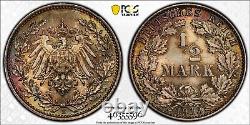 1913-E Germany Empire 1/2 Mark coin, PCGS MS67, J. 16, tied for top pop
