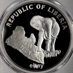 1973 $5 Proof Silver Liberia Elephant Pcgs Pr69 Dcam #47588942 Top Pop
