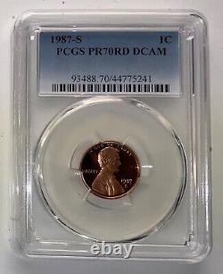 1987 S PCGS 70 RD DCAM Proof Lincoln Cent TOP Pop! Only 524 in PCGS 70