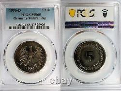 1996-D Germany 5 Mark Coin PCGS MS65 Top Pop 1/0