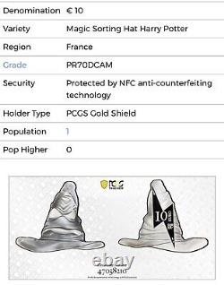 2022 France Harry Potter Sort Hat 10 Euros Proof Coin Silver PR70DCAM TOP POP