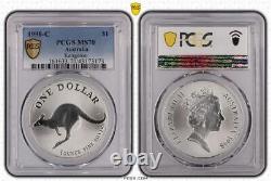 Australia 1998-C Kangaroo 1oz Silver Coin PCGS MS70 Eq Top Pop #3173