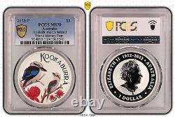 Australia 2023 World Money Fair Kookaburra Coloured $1 PCGS MS70 Eq Top Pop #