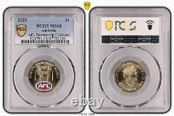 Australia2023 AFL Mens Premiership Coloured $1 PCGS MS68 Eq Top Pop #0153