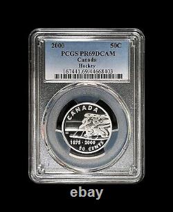 CANADA. 2000, 50 Cents, Silver PCGS PR69 Top Pop? Hockey, 1st Game