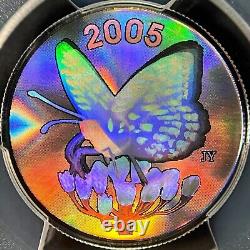 CANADA. 2005, 50 Cents, Silver PCGS PR70 Top Pop? Fritillary Butterfly