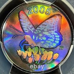 CANADA. 2005, 50 Cents, Silver PCGS PR70 Top Pop? Fritillary Butterfly