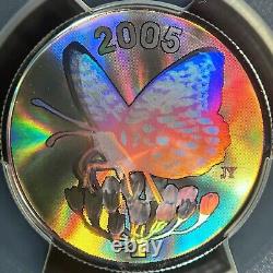 CANADA. 2005, 50 Cents, Silver PCGS PR70 Top Pop? Fritillary Butterfly