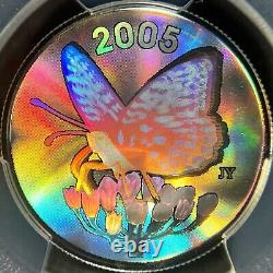 CANADA. 2005, 50 Cents, Silver PCGS PR70 Top Pop? Fritillary Butterfly