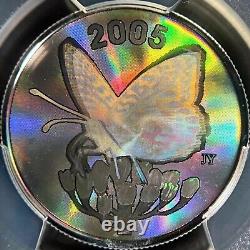 CANADA. 2005, 50 Cents, Silver PCGS PR70 Top Pop? Fritillary Butterfly