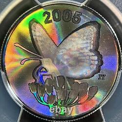 CANADA. 2005, 50 Cents, Silver PCGS PR70 Top Pop? Fritillary Butterfly