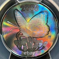 CANADA. 2005, 50 Cents, Silver PCGS PR70 Top Pop? Fritillary Butterfly