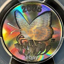 CANADA. 2005, 50 Cents, Silver PCGS PR70 Top Pop? Fritillary Butterfly