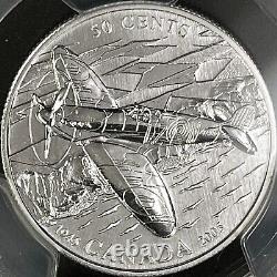 CANADA. 2005, 50 Cents, Silver PCGS SP70 Top Pop? Battle of Britain, Plane