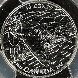 CANADA. 2005, 50 Cents, Silver PCGS SP70 Top Pop? Battle of Britain, Plane