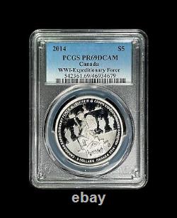 CANADA. 2014, 5 Dollars, Silver PCGS PR69 Top Pop? WWII CEF, Expeditionary