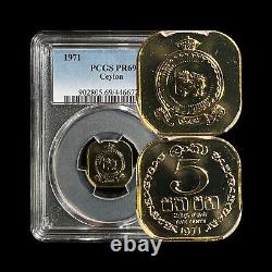 CEYLON. 1971, 5 Cents PCGS PR69 Top Pop? Lion, Rounded Square