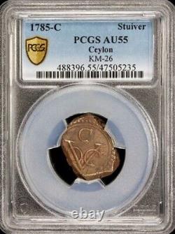 Ceylon Dutch East India Company Stuiver 1785-C PCGS AU55! Top Pop