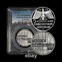GERMANY. 1975, 5 Mark, Silver, F PCGS PR69 Top Pop? Monument Protection