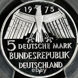 GERMANY. 1975, 5 Mark, Silver, F PCGS PR69 Top Pop? Monument Protection
