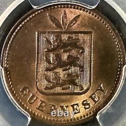 GUERNSEY. 1902, 2 Doubles, H PCGS MS64 Top Pop? KEVII, Three Lions RARE