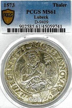 German States Lubeck 1573 Taler Coin Thaler PCGS MS 61 VZ/F. STG UNC RARE TOP POP