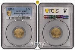 Germany 5 Reichspfennig 1939 J TOP POP coin PCGS MS67 Third Reich Pfennig