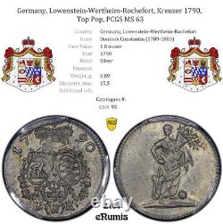 Germany, Lowenstein-Wertheim-Rochefort, Kreuzer 1790, Top Pop, PCGS MS 63