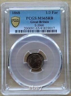 Great Britain 1868 1/3 Farthing PCGS MS-65-Red-Brown TOP POP 3/0