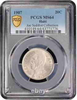 Haiti 20 centimes 1907, PCGS MS64, Republic of Haiti (1863 1985) Top Pop