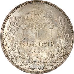 Hungary 1 korona 1896 KB, PCGS MS63, Franz Joseph I (1848 1916) Top Pop