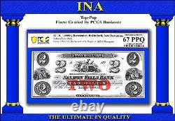 INA New Hampshire Rollinsford Salmon Falls Bank $2 US PCGS 67 PPQ Top-Pop Finest