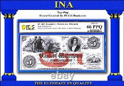 INA Wisconsin Bank of Watertown $5 Lazy-5 PCGS 66 PPQ Top-Pop Finest None Higher