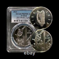 IRELAND. 2013, 15 Euro, Silver PCGS PR69 Top Pop? Dublin Lockout, Larkin