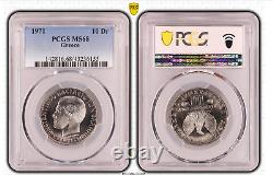 MS68 Top Pop PCGS 10 Drachmai 1971 Greece Coin Constantine II # 101