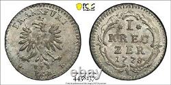 PCGS Frankfurt 1778 MS 65 1 Kreuzer Silver Coin Germany Rare Full Luster Top Pop