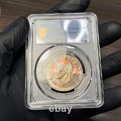 PR68 1952 South Africa 2 1/2 Shilling Silver Proof, PCGS- Rainbow Toned TOP POP