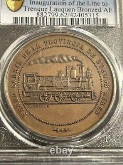 SASA 1890 Argentina Train Medal Pcgs Top Pop Sp62 Bronzed Silver
