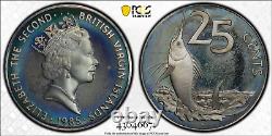 TOP POP PCGS PR68 1985-FM British Virgin Islands Proof 25 Cent CuNi Coin