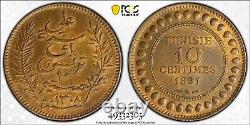 Tunisia, King Ali III, 10 centimes AH1308 / 1891-A, PCGS MS63BN, Top Pop