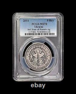 UKRAINE. 2011, 5 Hryven, Silver PCGS MS70 Top Pop? Int'l Year of Forests