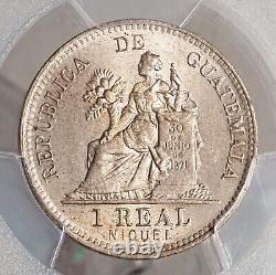 1911, Guatemala (République). Belle pièce de monnaie en nickel de 1 réal. Top Pop 3/0 ! PCGS MS-66