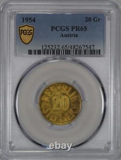 1954 Autriche 20 Groschen Épreuve, PCGS PR65 (Meilleur Exemplaire 1/0), Rare