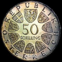 1965 50 Sch PR68 SOLE TOP POP Toned Autriche Université de Vienne PCGS Gold Shield