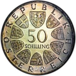 1965 50 Sch PR68 SOLE TOP POP Toned Autriche Université de Vienne PCGS Gold Shield