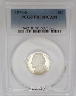 1977-S JEFFERSON NICKEL PCGS PR70 DEEP CAMEO MEILLEURE NOTE & MEILLEURE POP Preuve